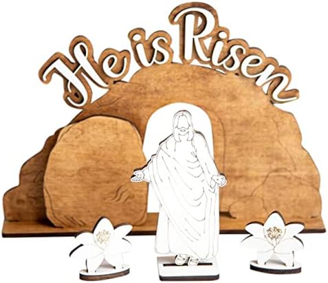 Húsvét Feltámadás Jelenetről Állítsa be, Húsvéti Asztal Dekoráció Húsvéti Feltámadás Jelenet Fa Meghatározott Jézus Betlehem