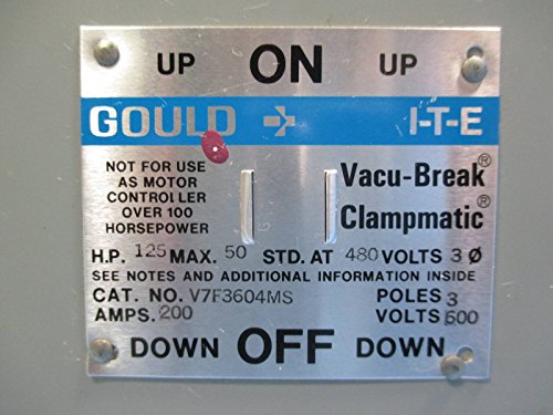 Gould ITE 200 Amp 600V V7F3604MS Olvasztható Vacu-Szünet Kapcsoló V7F3604 w Hardver
