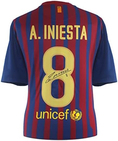 Exkluzív Emlékek Andres Iniesta Aláírt Barcelona 2011-12-Es Foci Mez. Superior Keret