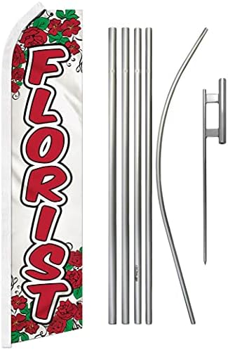 Virágos Swooper Reklám Zászló & Rúd Készlet - Tökéletes Virágárusok, virágüzletek, Esküvő Szervező, Nagykereskedelmi Virágok