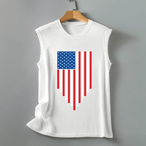 Sunaei Női Laza Fit Tartály Tetejét USA Amerikai Zászló Nyomtatás Grafikus Póló Divat Ujjatlan Sleeve Sportos Tshirts