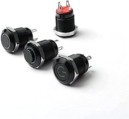 RAYESS 12mm Vízálló Oxidált Fekete Fém Gomb, Kapcsoló, LED-es Lámpa Pillanatnyi Reteszelés PC hálózati Kapcsoló 3V 5V 6V