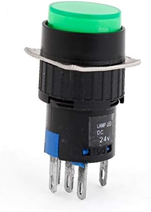 X-mosás ragályos SPDT Kerek Nyomógomb Kapcsoló 5 Pin DC 24V Zöld Fény Lámpa, Egyéni-Zár(Interruttore egy pulsante rotondo