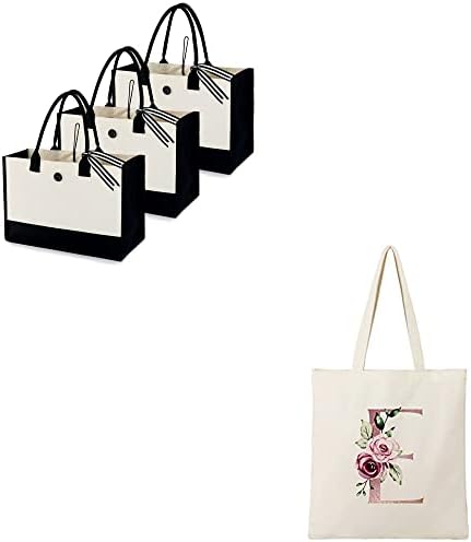 BeeGreen 3 (6,8,12) Csomag Vászon Tote Bags Személyre szabott Ajándékok Nőknek Blank & BeeGreen Kezdeti Vászon Táska a Belső