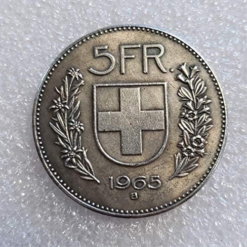 Kocreat Másolás Mikulás 1965 B Svájci 5 frank (5 frank)-Replika Ezüst Frankot Hobo Érme Emlék Érme Kihívás Érme Szerencse