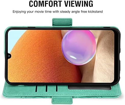 Asuwish Kompatibilis a Samsung Galaxy A32 4G 6.4 inch Tárca az Esetben Edzett Üveg kijelző Védő fólia, Bőr Flip Card Holder