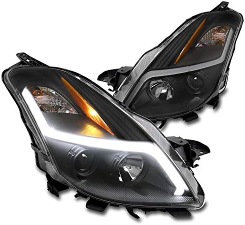 ZMAUTOPARTS LED Cső Halogén Projektor Fényszóró Fényszóró Fekete Kompatibilis 2008-2009 Altima Coupe 2dr