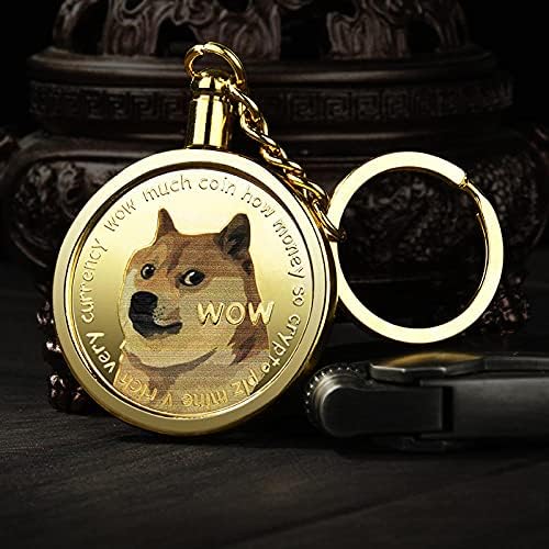 1 oz Dogecoin Emlékérme Kulcstartó Aranyozott Dogecoin Fizetőeszköz 2021 Limitált szériás Gyűjthető Érme védőtok