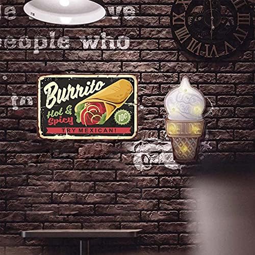 JIANKUN Retro Fali Dekor Jelek Adóazonosító Jel 12 X 8 Hüvelyk Burrito Vintage Étterem Jel Mexikói Étel Dekoráció Tábla