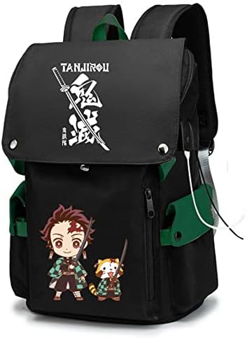 BIIEYAA Japán Anime Hátizsákok, 18.8 Iskolai Hátizsák Anime Rajongók Laptop Táska Nagy Alkalmi Töltés USB Port (A)