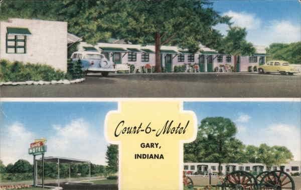 Bíróság-6-Motel Gary, Indiana Eredeti, Régi Képeslap