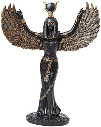 Csendes-óceáni Kereskedelmi PTC 11.88 Hüvelyk Egyiptomi Isis Mitológiai Fekete Kivitelben Szobor Figura