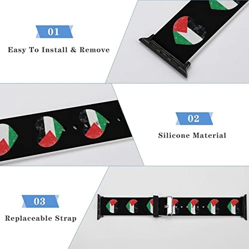 Palesztina Retro Szív Zászló Szilikon Zenekar Kompatibilis az IWatch, az Apple Nézni 38mm 40mm 42mm 44 mm Szíj