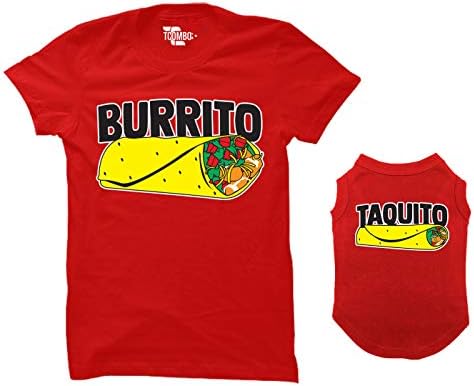 Burrito/Taquito Megfelelő Kutya Póló & Tulajdonosa Póló (Világos Szürke, Kis Mens/X-Nagy Kutya)