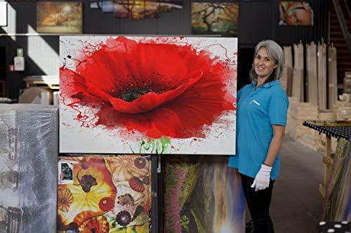 Startonight Vászon Wall Art Red Poppy Absztrakt Virágok Festmény, Keretes 32 x 48