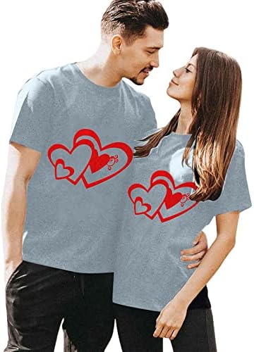 Valentin-Nap Egyforma Pólók a Párok Ajkai Szerelmes Szív Nyomtatása Rövid Ujjú O Nyakú Ing, Férj, Feleség, Laza Fit Plus