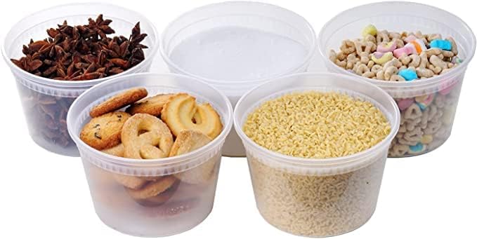Az élelmiszer-Tároló Tartályok 24 csomag Fedél Újrahasználható Műanyag Kis Levest Szivárgásmentes Biztonságos Fagyasztó Mosogatógép