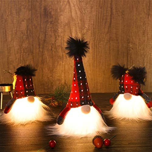 Juegoal 3 Csomag Kivilágított Karácsonyi Gnome, Kézzel Készített Plüss Mini Skandináv, Svéd Tomte Barátja, Akkumulátoros