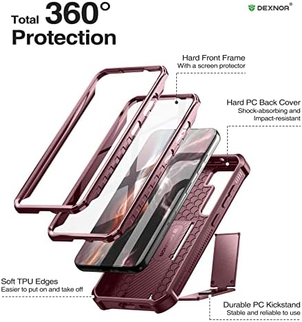 Dexnor Teljes Test tok Samsung Galaxy S23 5G/6.1 cm, [Extra Első Keret] nagy teljesítményű Katonai szintű Védelem Beépített