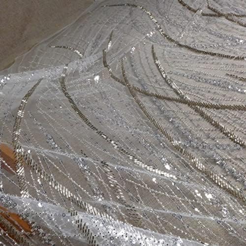 Labellezalady Népszerű Ezüst Egyszerű Szabálytalan Görbe Gyöngyös csipke Anyagból 51 Szélesség Könnyen vágható Esküvői Ruha