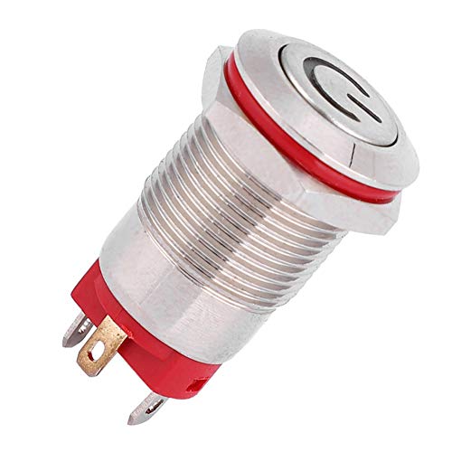Fafeicy Kapcsoló Gomb, 4 Pin-vízálló 12mm Fém Kapcsoló Gomb Power Alakú LED Self-Lock Kapcsoló Self-Zár(3-9V-fehér), Gombok,