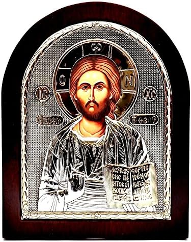 Jézus Könyv Bizánci Ikon Sterling Ezüst 925 Kezelt Méret 31x26cm
