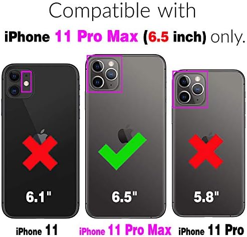 Asuwish Kompatibilis az iPhone 11 Pro Max 6.5 Tárca Esetben Edzett Üveg kijelző Védő fólia Cipzáras Bőr Flip Cover Kártya-tartó