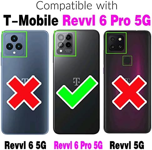 Kompatibilis a T-Mobile Revvl 6 Pro 5G Tárca 2022 Esetben Edzett Üveg kijelző Védő fólia Flip-Kártya-tartó Állvány mobiltelefon