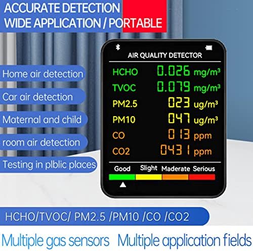 Érzékelők Haza, 6 az 1-ben C02 Méter PM2.5 PM10 HCHO TVOC CO2 Multifunkcionális Levegő Minősége Teszter