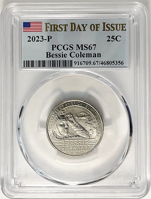 2023 P BU-Amerikai Nők Negyede Bessie Coleman Negyed MS 67 Első Nap a Kérdés Címke PCGS