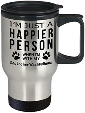 Kutya Szerető Utazási Bögre - Boldogabb Ember A Deutscher Wachtelhund -Kisállat-Tulajdonos Mentő Ajándékok