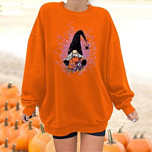 Aranyos Túlméretezett Pólók Női Halloween Plus Size Pullovers Szórakoztató Nyomtatási kép Kerek Nyakú Hosszú Ujjú