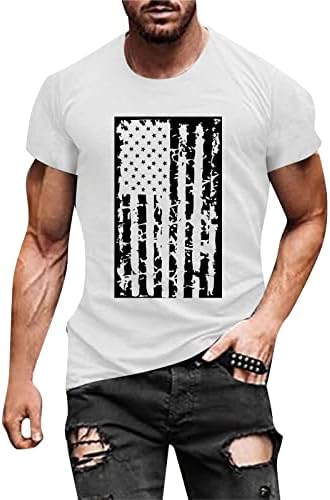UBST Katona Rövid Ujjú T-shirt Mens, július 4-Retro Amerikai Zászlós Póló Nyári Izom Slim Fit Póló Maximum