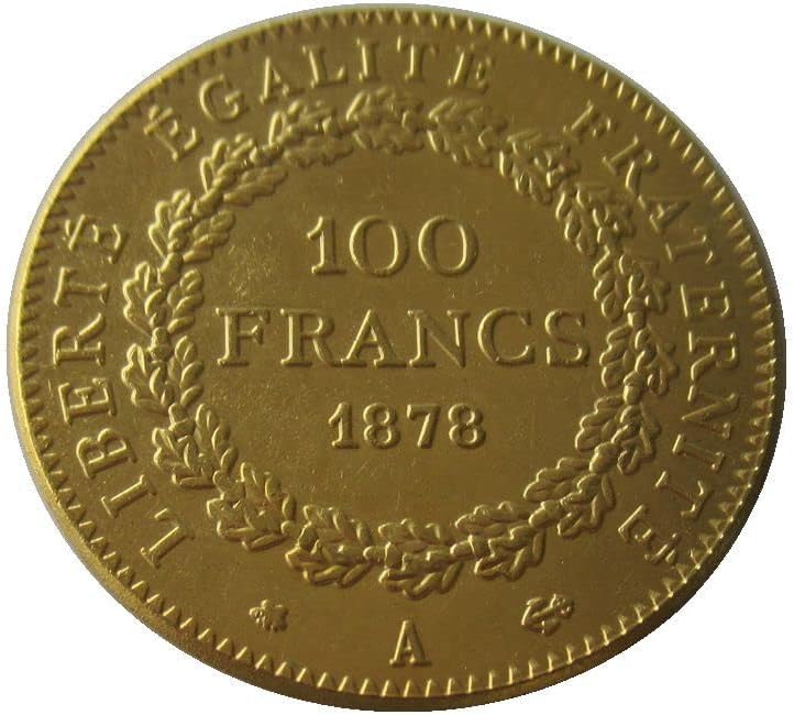 100 Frankot 1878-1906 Opcionális Francia Frank Külföldi Másolás Aranyozott Emlékérme