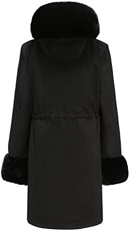 A nők Sűrűsödik Fleece Bélelt Kabát Levehető Szőrme Gallér Meleg Téli Kabát Kapucnis Dzseki Zip Fel Szélálló Outwear