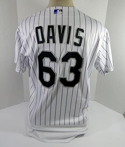 2022 Colorado Rockies Noah Davis 63 Játék Kiadott Pos Használt Fehér Jersey 46 12 - Játék Használt MLB Mezek