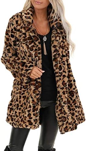 Fuax Bundát Nő Túlméretezett Kabátok Kabátban, Leopárd Női Hosszú Ujjú Szőrme Kabátok Női Téli