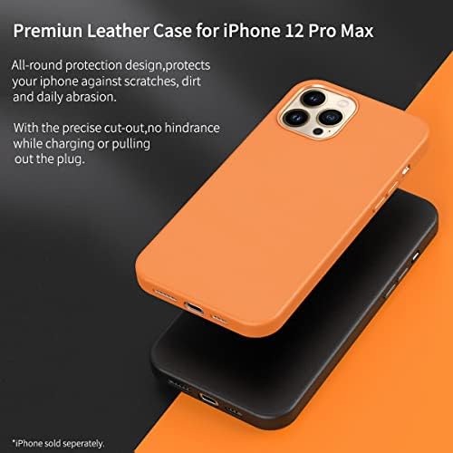 Docco Jette Tervezett iPhone 12 Pro Max Bőr tok Kompatibilis MagSafe, olasz Valódi Bőr MagSafe tok Apple iPhone 12 Pro Max,Beépített