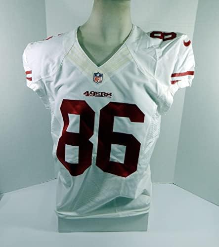 San Francisco 49ers 86-os Játék Kiadott Fehér Jersey 48 DP34763 - Aláíratlan NFL Játék Használt Mezek