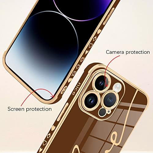Bonoma iPhone 14 Pro Max Esetben Szerelmes Levelet Grafikus Galvanizáló Luxus Elegáns Esetben Kamera Védő, Puha TPU Négy