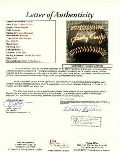 Sandy Koufax Aláírt Dedikált Fekete MLB Baseball Dodgers Ezüst SZÖVETSÉG XX29009 - Dedikált Baseball