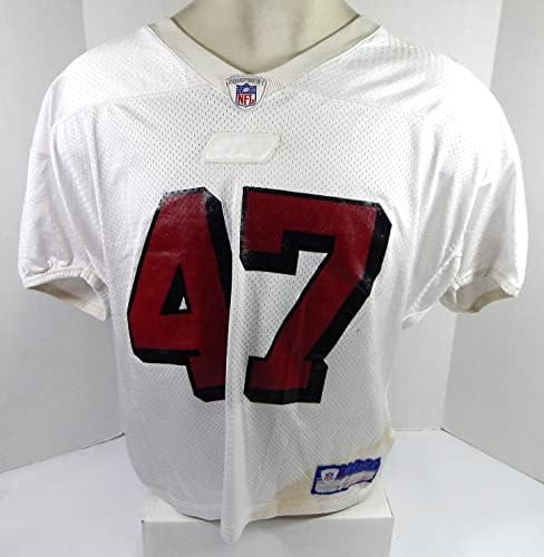 2002-ben a San Francisco 49ers 47 Játékban Használt Fehér Gyakorlat Jersey XL DP35329 - Aláíratlan NFL Játék Használt Mezek