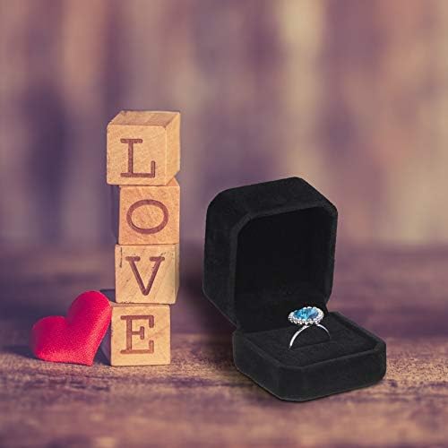 HooAMI Bársony Ékszer Ajándék Doboz Esetében Esküvői Eljegyzési Gyűrű Fülbevaló Fekete
