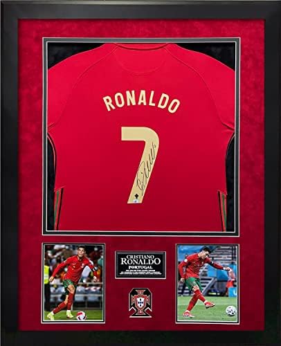 Cristiano Ronaldo Autogramot Jersey Portugália Keretben 32×40 - Dedikált Foci Mezek