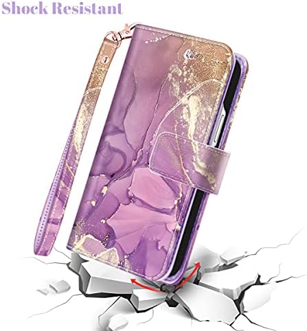 Fingic iPhone 12 Pro Max Esetben, iPhone 12 Pro Max Esetben Pénztárca, Márvány Design 9 Kártya Tartóját PU Bőr Levehető Csuklópántot
