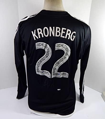 2014 Montreal Impact Eric Kronberg 22 Játék, Használt Aláírt Fekete Jersey XL DP44099 - Dedikált Foci Mezek