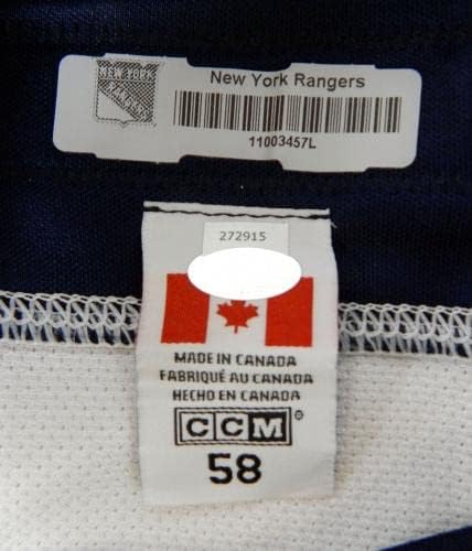 A New York Rangers Játék Használt Fehér Gyakorlat Jersey Reebok 58 DP32409 - Játék Használt NHL-Mezek