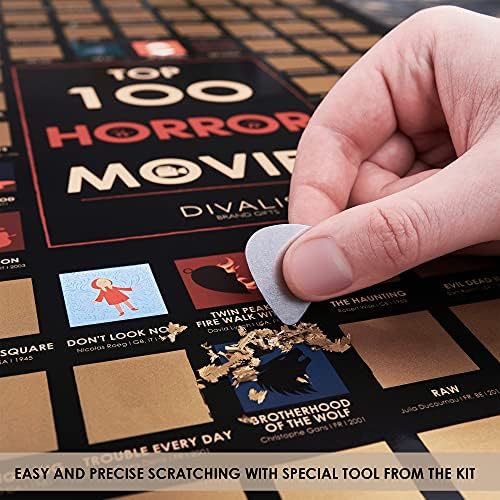 A 100 legjobb Horror Filmek nulláról Poszter - Nagy Mozi Scratchable Poszter - Horror Filmek minden idők bakancslista - 24x16