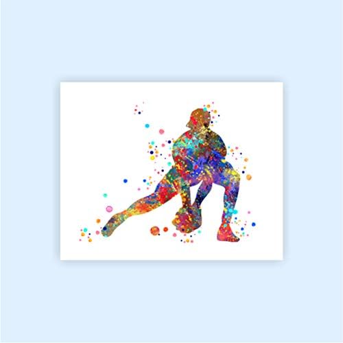 Dignovel Studios keret nélküli Szett (6) 8X10 Akvarell Lány Baseball-Softball sisak, kesztyű, labda, ütő blézer Sport Art