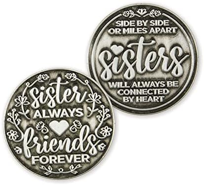 A nővérek Mindig Barátok Örökké Szeretet Kifejezése Érme, Pocket Ajándék Ajándékok Elismerését Lányok & Nő, Születésnap &